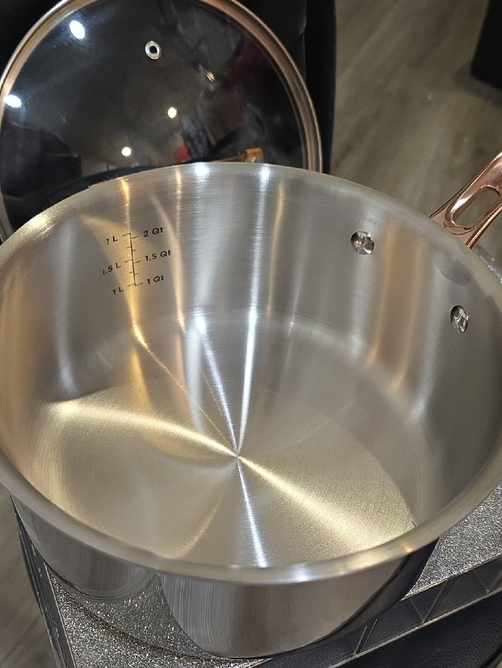 Viking 3-Ply PVD Stainless Steel 3QT Saucepan w/Lid & Copper Handle - Picture 8 of 11